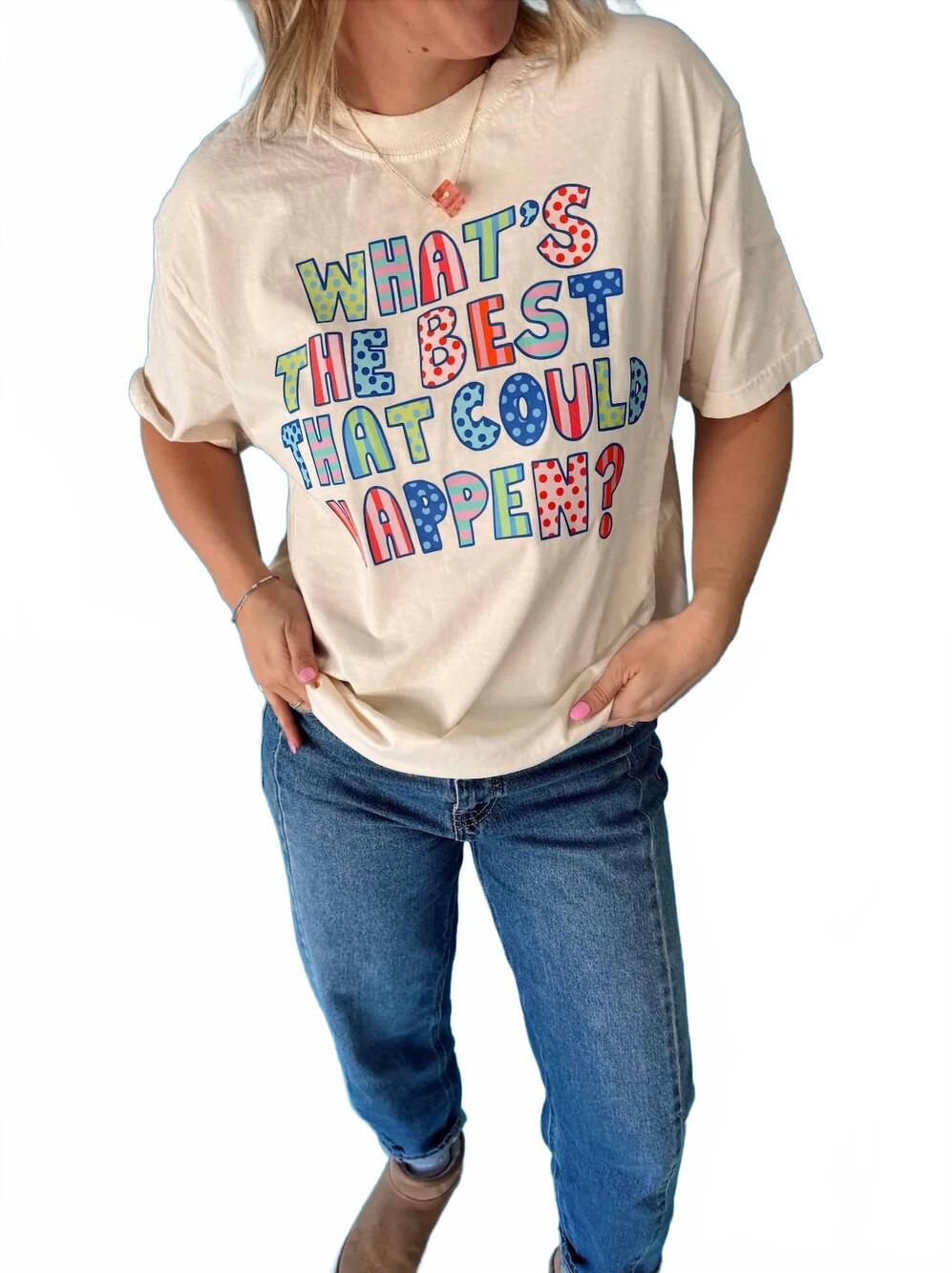 NEW JULES CO. what's the best that could happen short sleeve tee in ivory